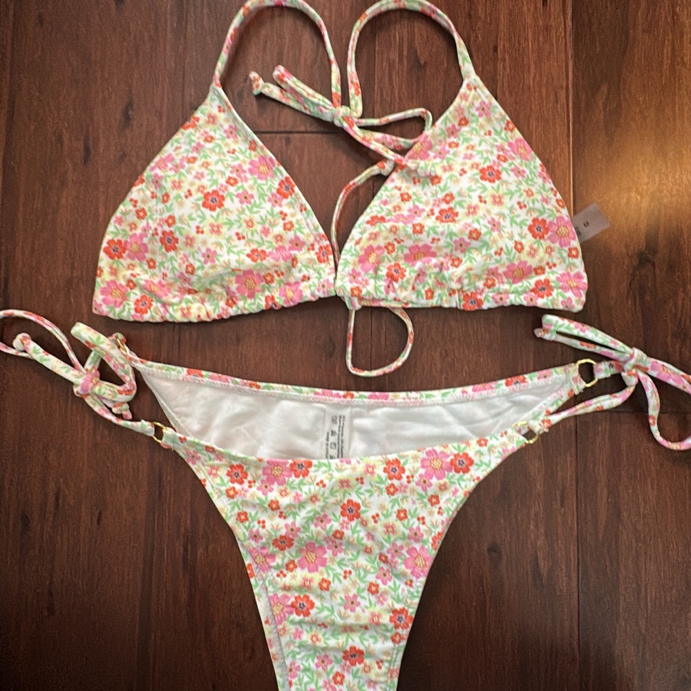 SHEIN Floral Bikini - Pink and Green
